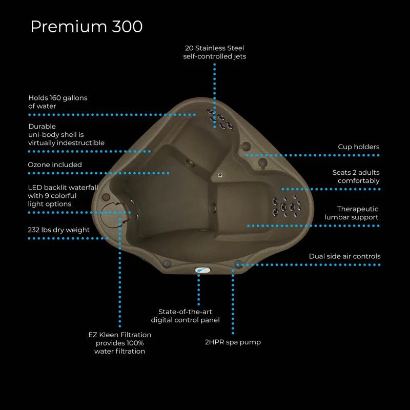 Premium AR300 2-Person 20-Jet Oval Plug & Play Hot Tub with Ozonator, Powered by Jacuzzi Pumps image 6