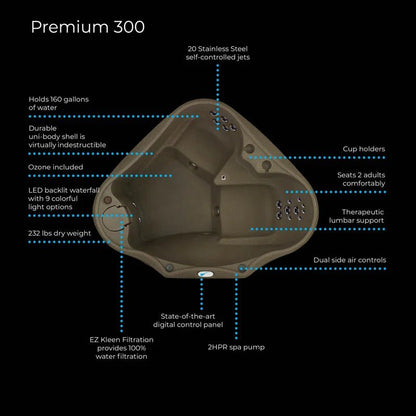 Premium AR300 2-Person 20-Jet Oval Plug & Play Hot Tub with Ozonator, Powered by Jacuzzi Pumps image 6