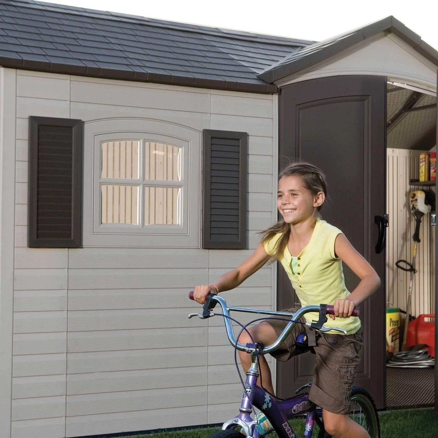 Lifetime 15 ft. x 8 ft. Outdoor Garden Storage Shed with Double Doors & Skylights image 5