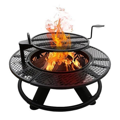 Red Mountain Valley 47 in. Wood-Burning Fire Pit with Adjustable BBQ Grate, Geometric image 0