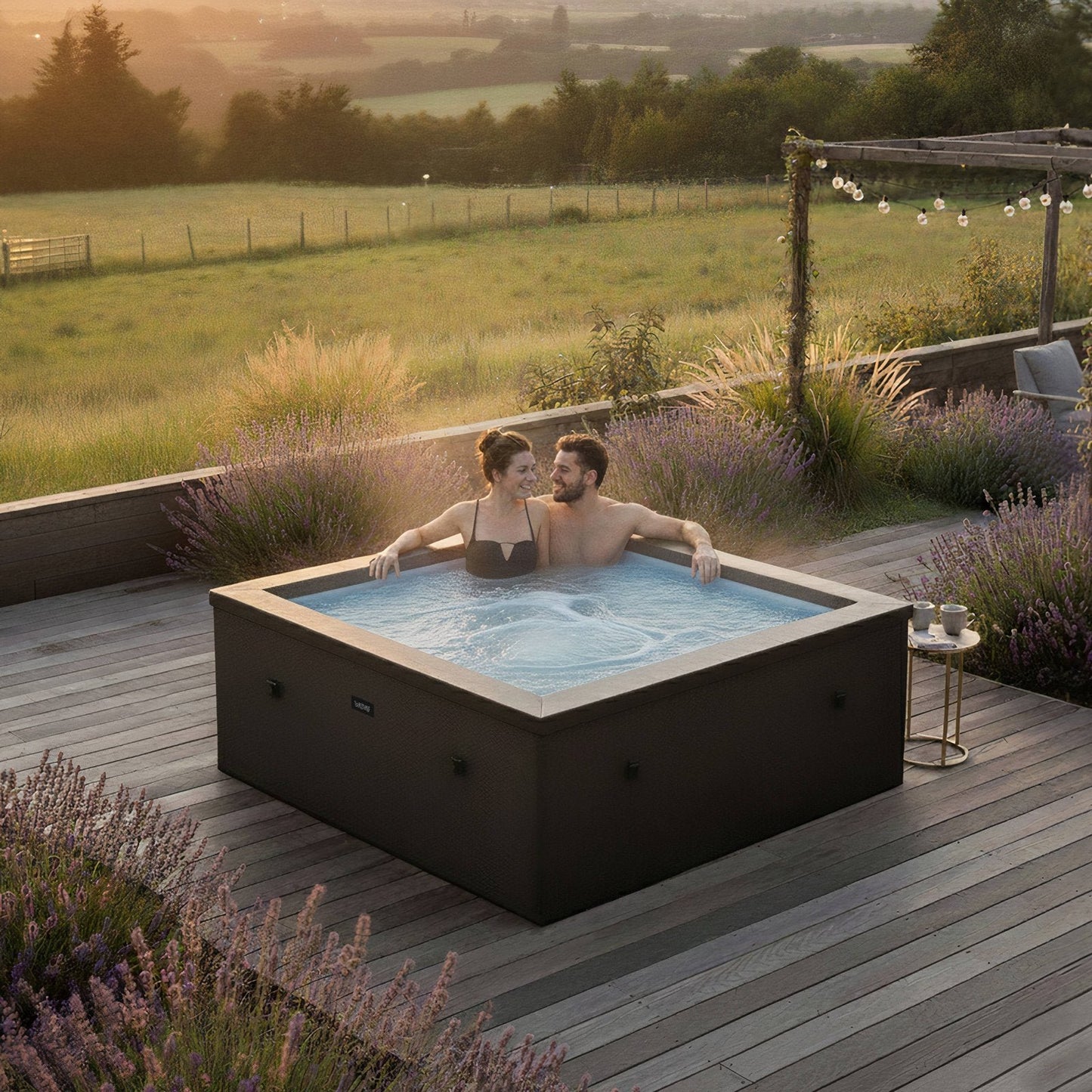 Wave Garda | 4-Person Eco Foam Hot Tub | Integrated Heater | Charcoal Black image 1