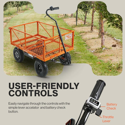 SuperHandy Electric-Assist Garden Cart, 5.7 Cu Ft, 440 lbs Load, All-Terrain Wheels image 3