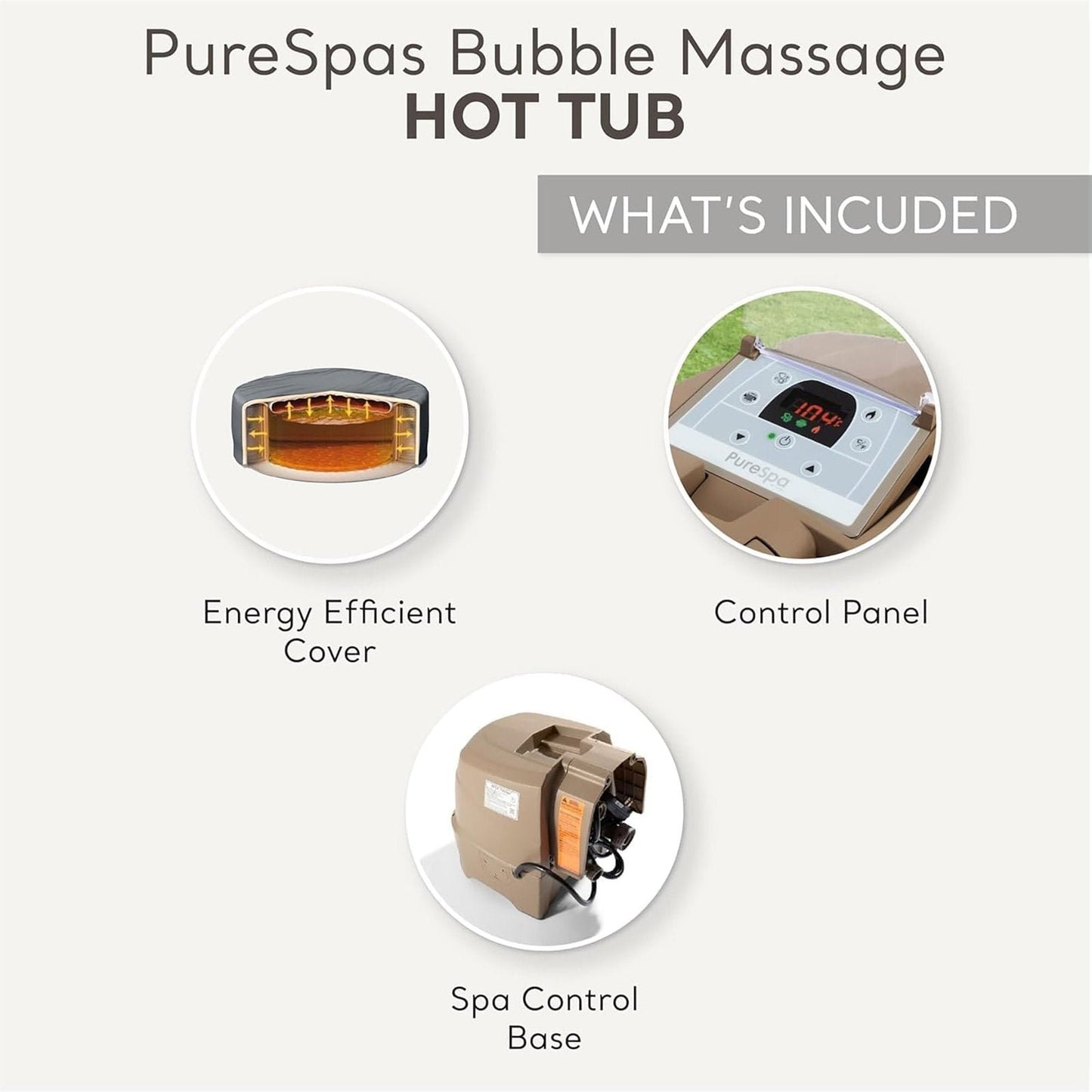 Intex: PureSpa: Sahara Tan Inflatable Hot Tub Set – 6 Person – 85″ Round Outdoor Heated Bubble Spa, Jet Massage, Cover, Hard Water Treatment System image 4
