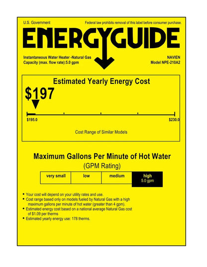 Navien NPE-210A2 High efficiency Condensing Tankless Water Heater image 1