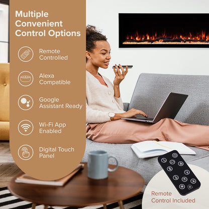 Modern Ember Highmark 60-Inch Smart Linear Electric Fireplace, WiFi & 10-Color Flames image 13