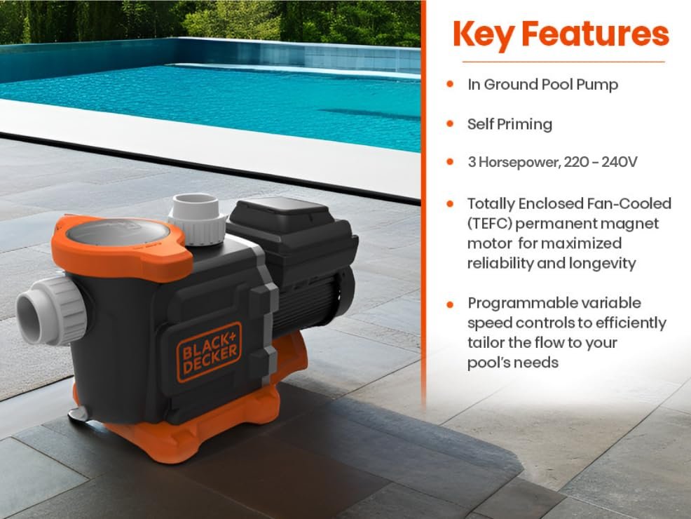 BLACK+DECKER Variable Speed Pool Pump Inground with Filter Basket and Easy Programmable Touch Pad Interface, 3 HP image 5