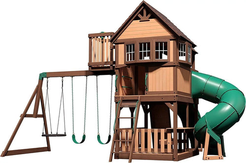 Backyard Discovery Skyfort III Cedar Swing Set w/ Tube Slide – DIY image 0