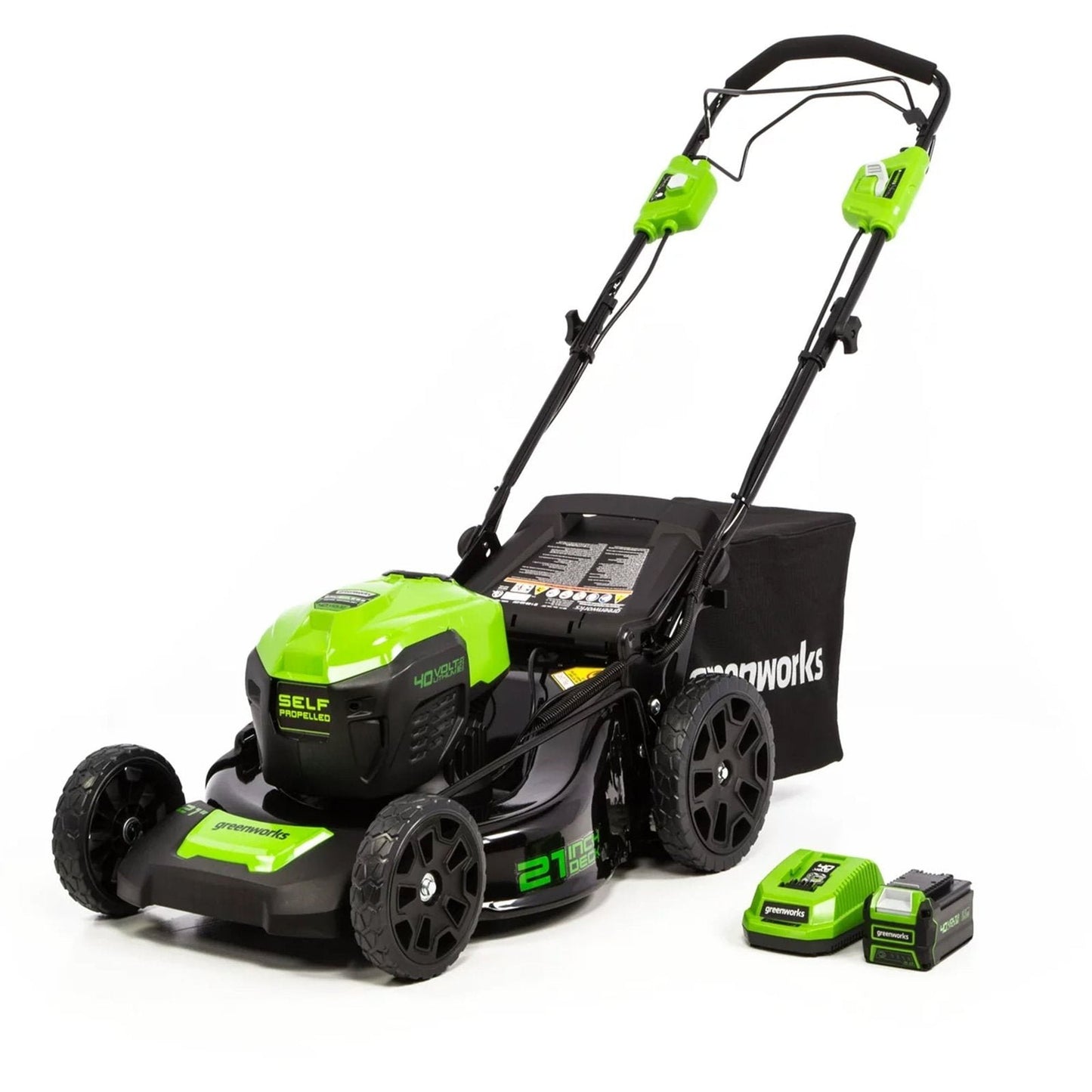 Greenworks Self-Propelled 21-inch Brushless Lawn Mower 40V with 5Ah Battery and Charger image 0