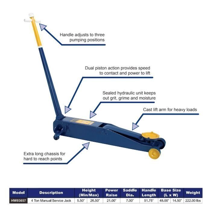 Hein-Werner 4-Ton Long Chassis Service Jack image 1