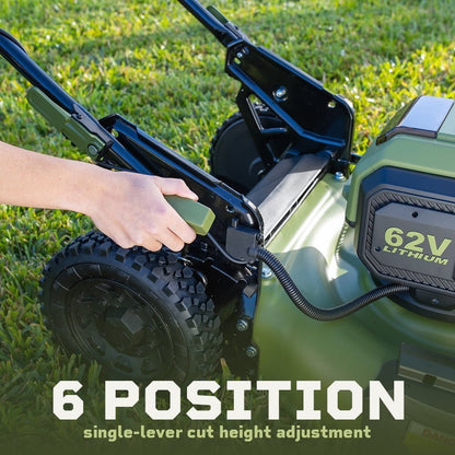 Green Machine 62V 23-Inch Self-Propelled Brushless Cordless Electric Lawn Mower, Includes Two 4.0Ah Batteries and Rapid Charger image 1