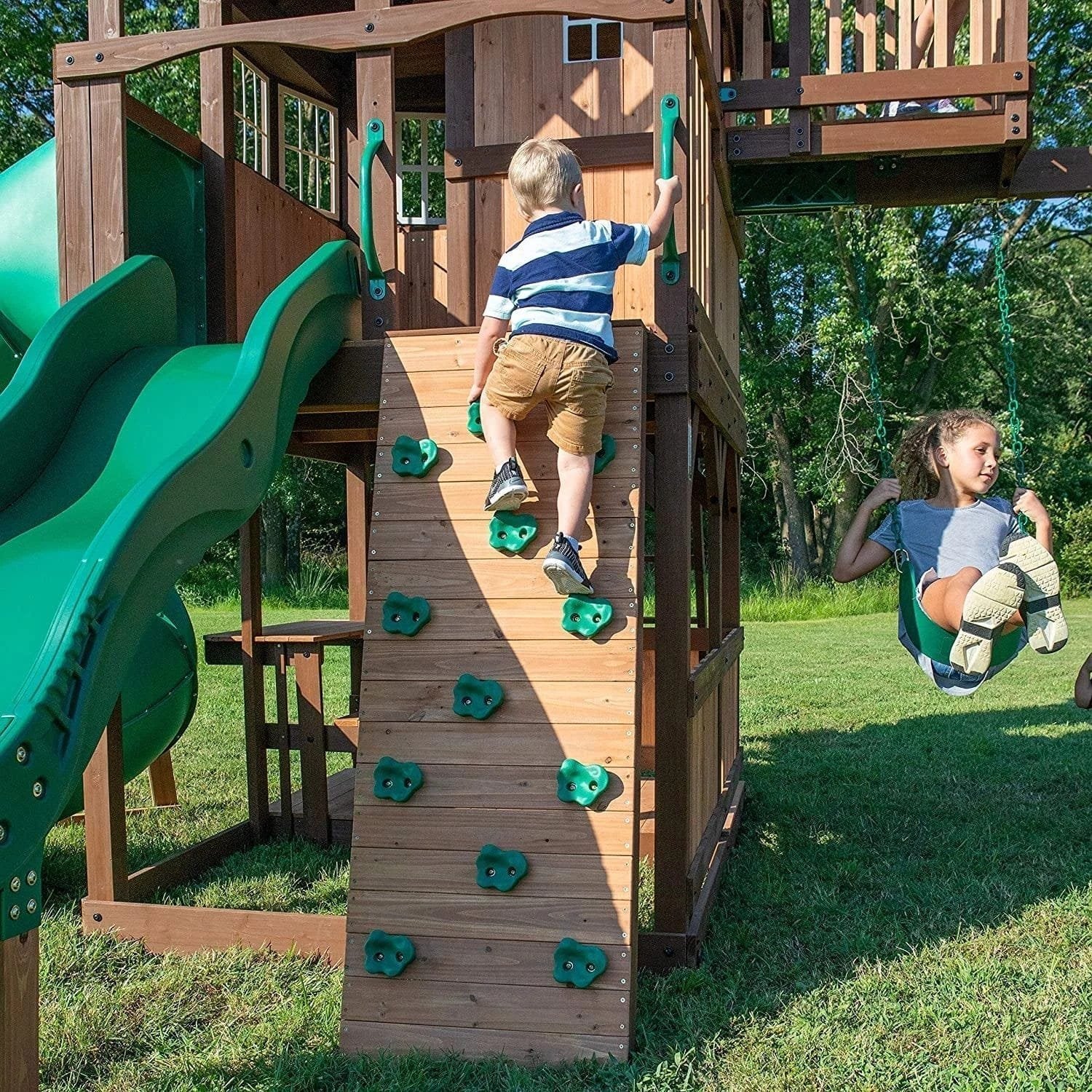 Backyard Discovery Skyfort III Cedar Swing Set w/ Tube Slide – DIY image 1