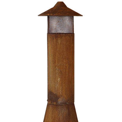 Sunnydaze 70″ Rust Patina Finish Steel Wood-Burning Chiminea with Spark Screen image 14