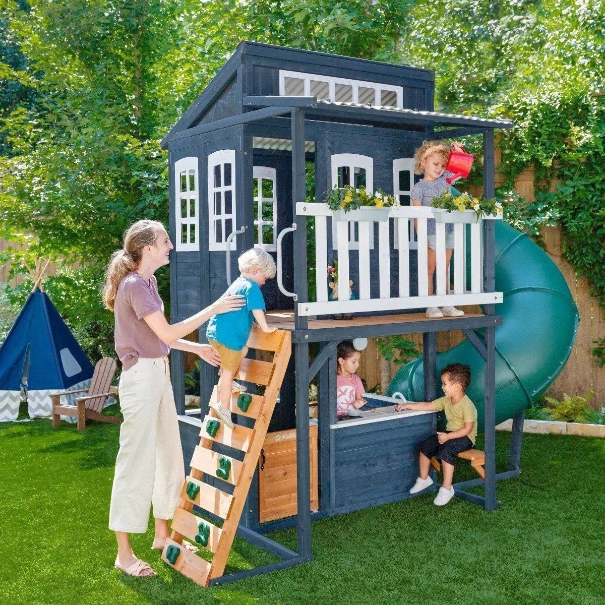 Backyard Discovery Skyfort III Cedar Swing Set w/ Tube Slide – DIY image 9