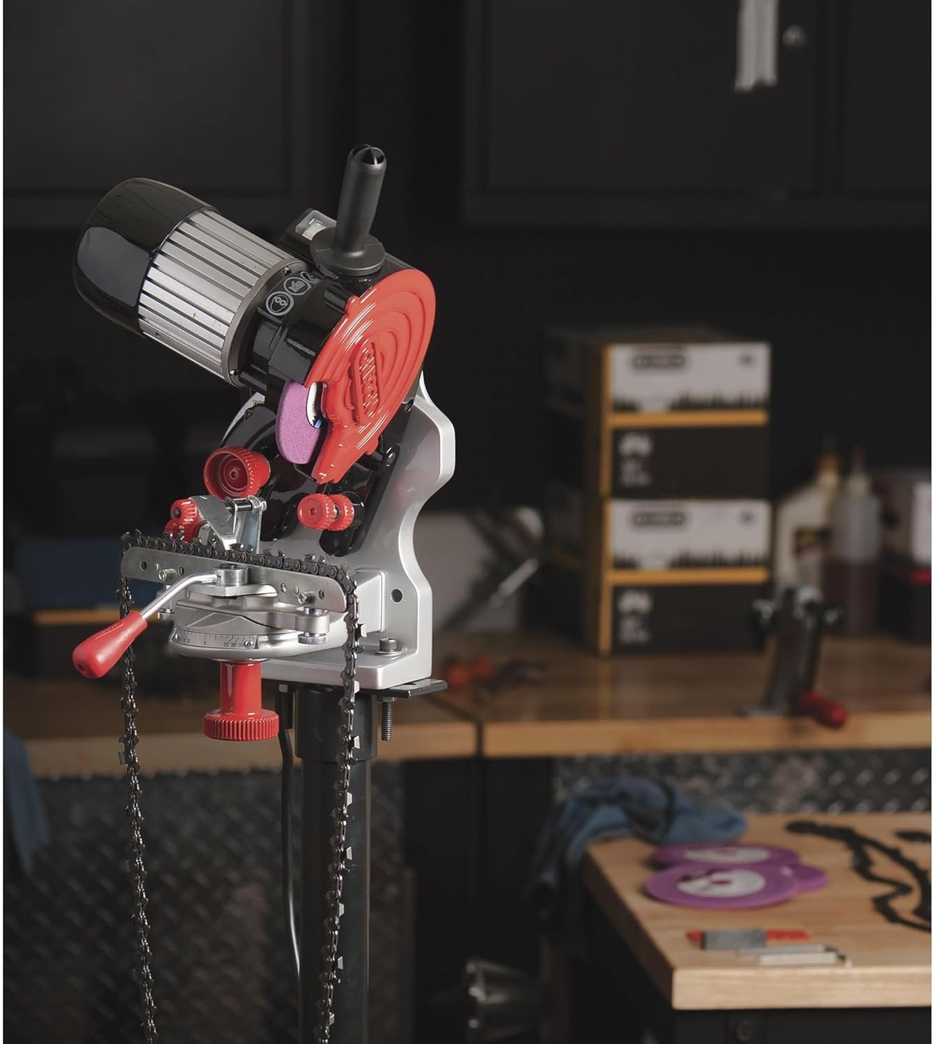 Oregon Professional Compact 120-Volt Bench Grinder, Universal Saw Chain Sharpener, for All Chainsaw Chains (410-120) image 1