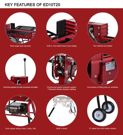 10 Ton Boss Industrial Dual Action Electric Log Splitter (ED10T20) image 6
