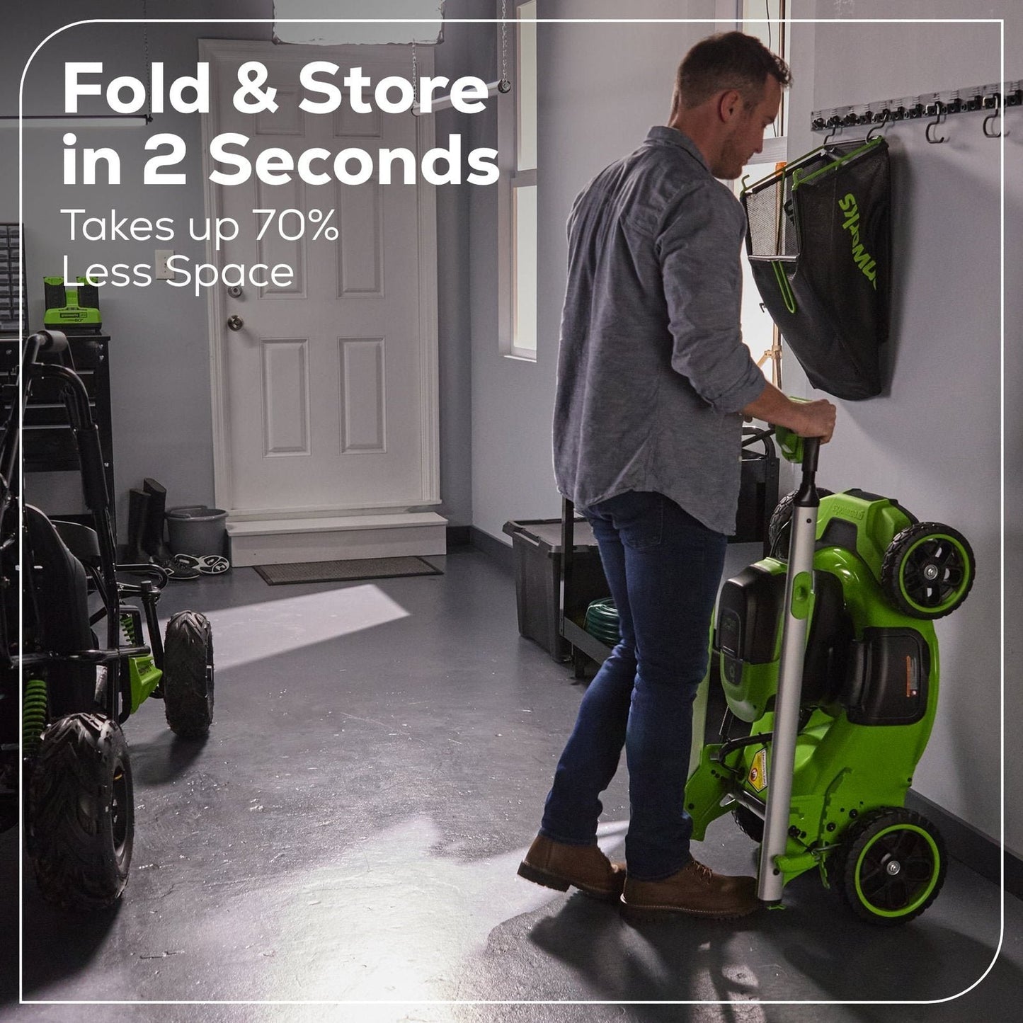 Greenworks 60V 21″ Self Propelled Lawn Mower with (1) 8.0 Ah Battery & Rapid Charger 2546402 image 7