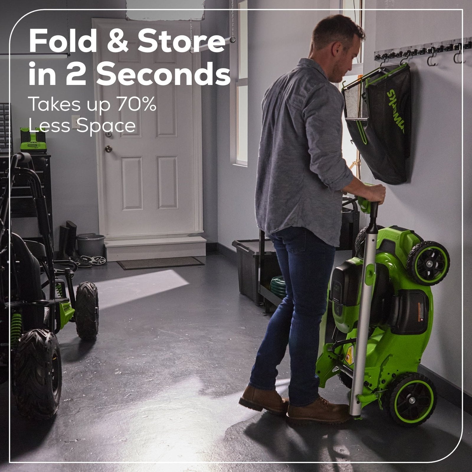 Greenworks 60V 21″ Self Propelled Lawn Mower with (1) 8.0 Ah Battery & Rapid Charger 2546402 image 7