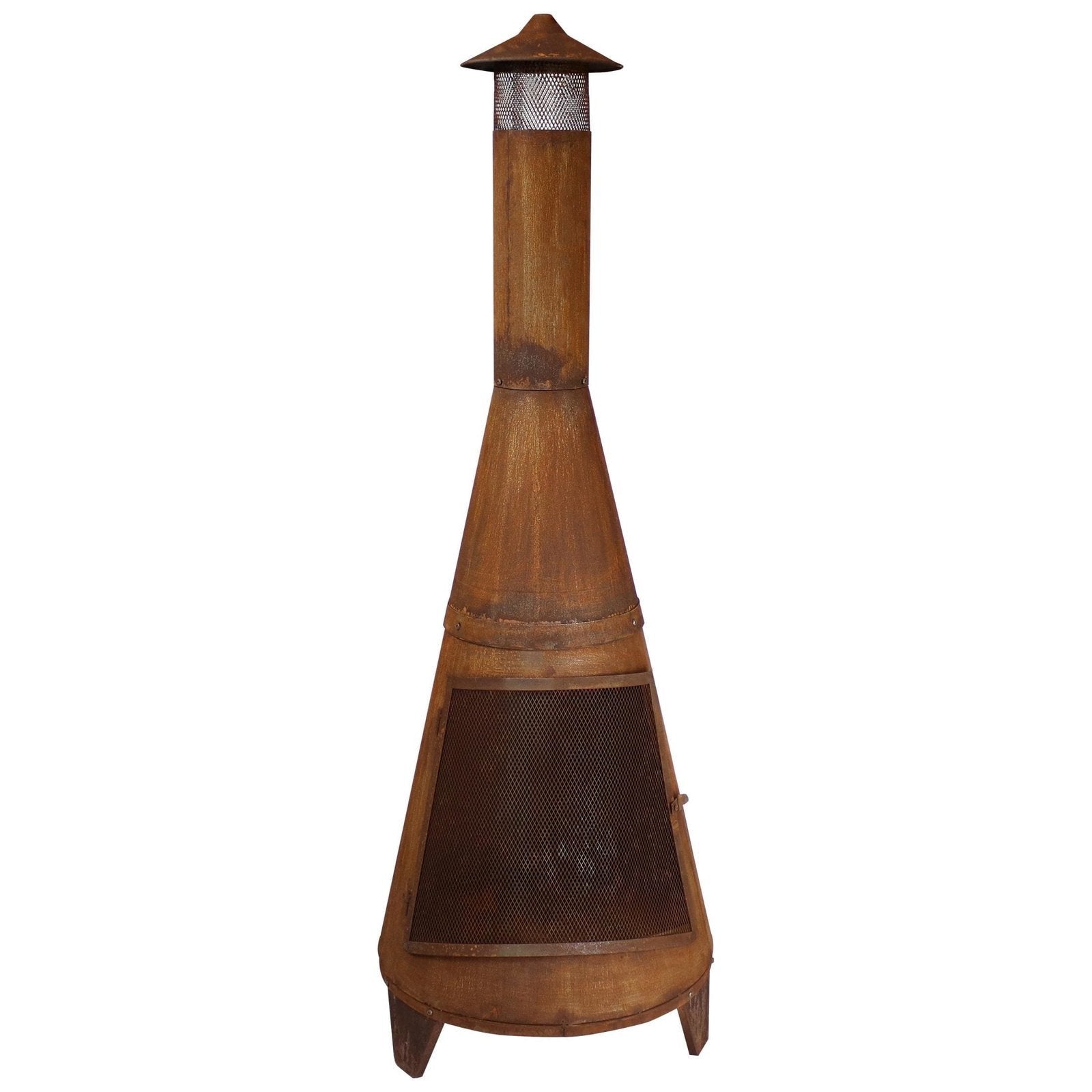 Sunnydaze 70″ Rust Patina Finish Steel Wood-Burning Chiminea with Spark Screen image 1