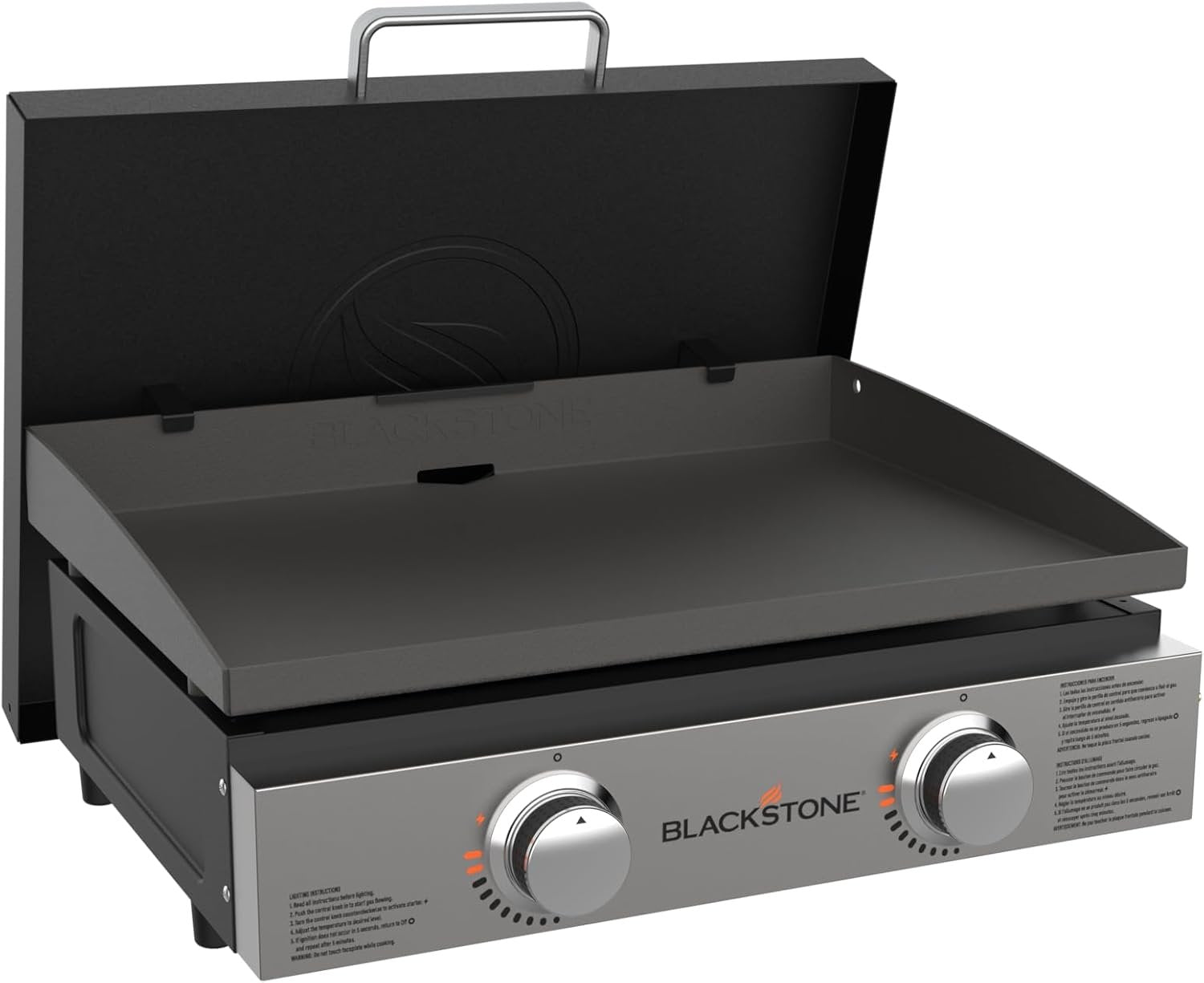 Blackstone 22″ Portable Tabletop Griddle – Dual Burner Flat Top Grill, 24,000 BTU Propane with Stainless Steel Faceplate & Rear Grease System image 6