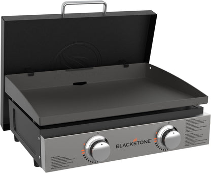 Blackstone 22″ Portable Tabletop Griddle – Dual Burner Flat Top Grill, 24,000 BTU Propane with Stainless Steel Faceplate & Rear Grease System image 6