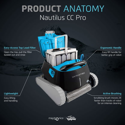 Dolphin Nautilus CC Pro Wi-Fi Robotic Pool Vacuum Cleaner up to 50 FT – Waterline Scrubber Brush image 1
