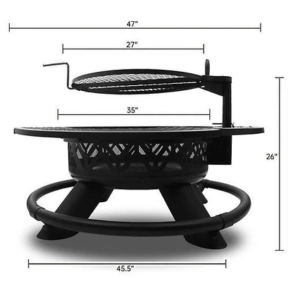 Red Mountain Valley 47 in. Wood-Burning Fire Pit with Adjustable BBQ Grate, Geometric image 3