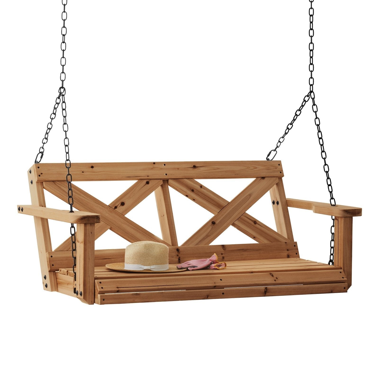 Cedar Farmhouse Porch Swing Light Brown image 1