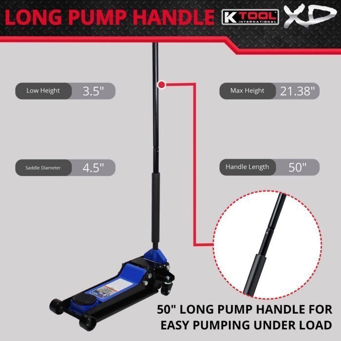 K Tool Heavy-Duty Low-Profile 3.33 Ton Floor Jack image 3