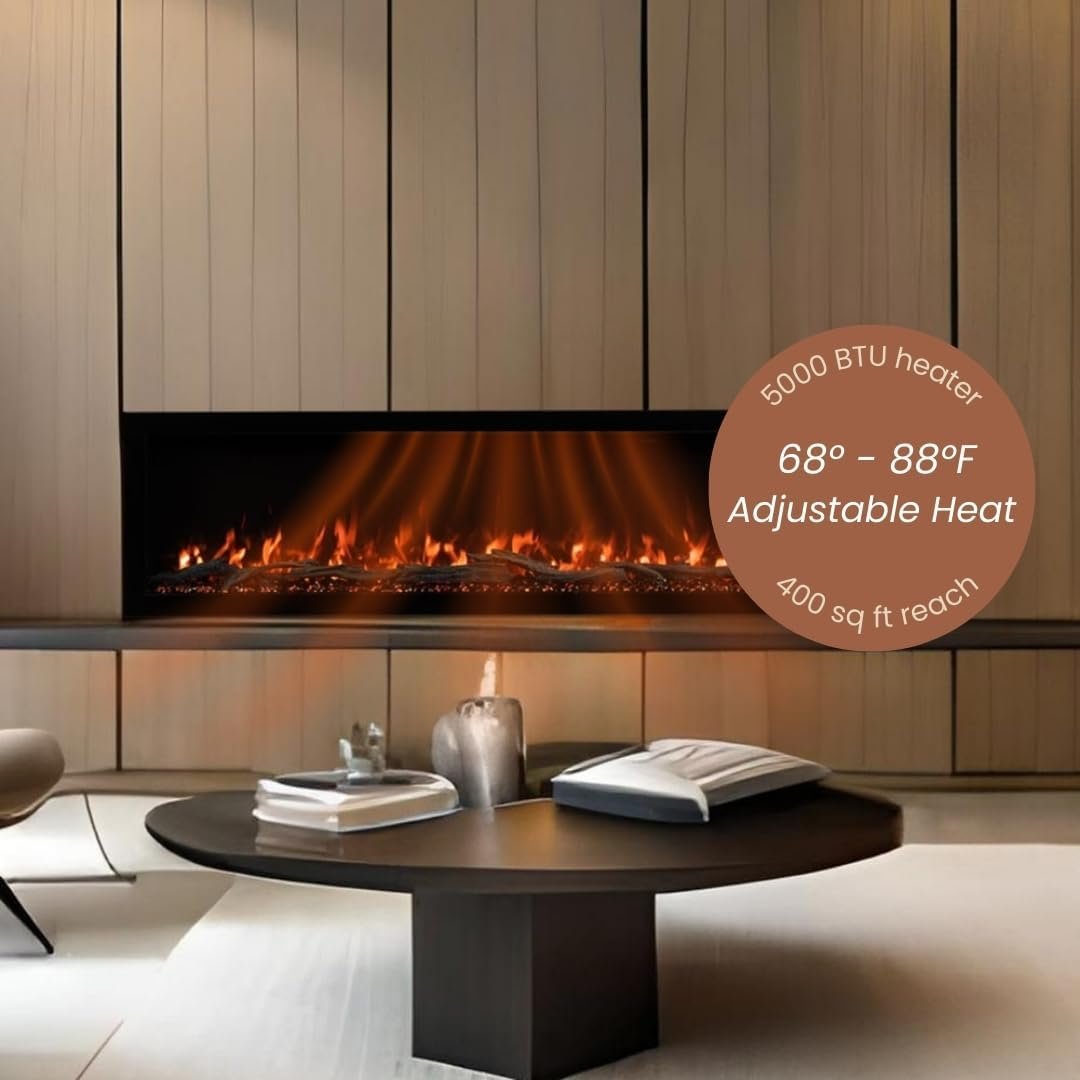 Modern Ember Highmark 60-Inch Smart Linear Electric Fireplace, WiFi & 10-Color Flames image 6
