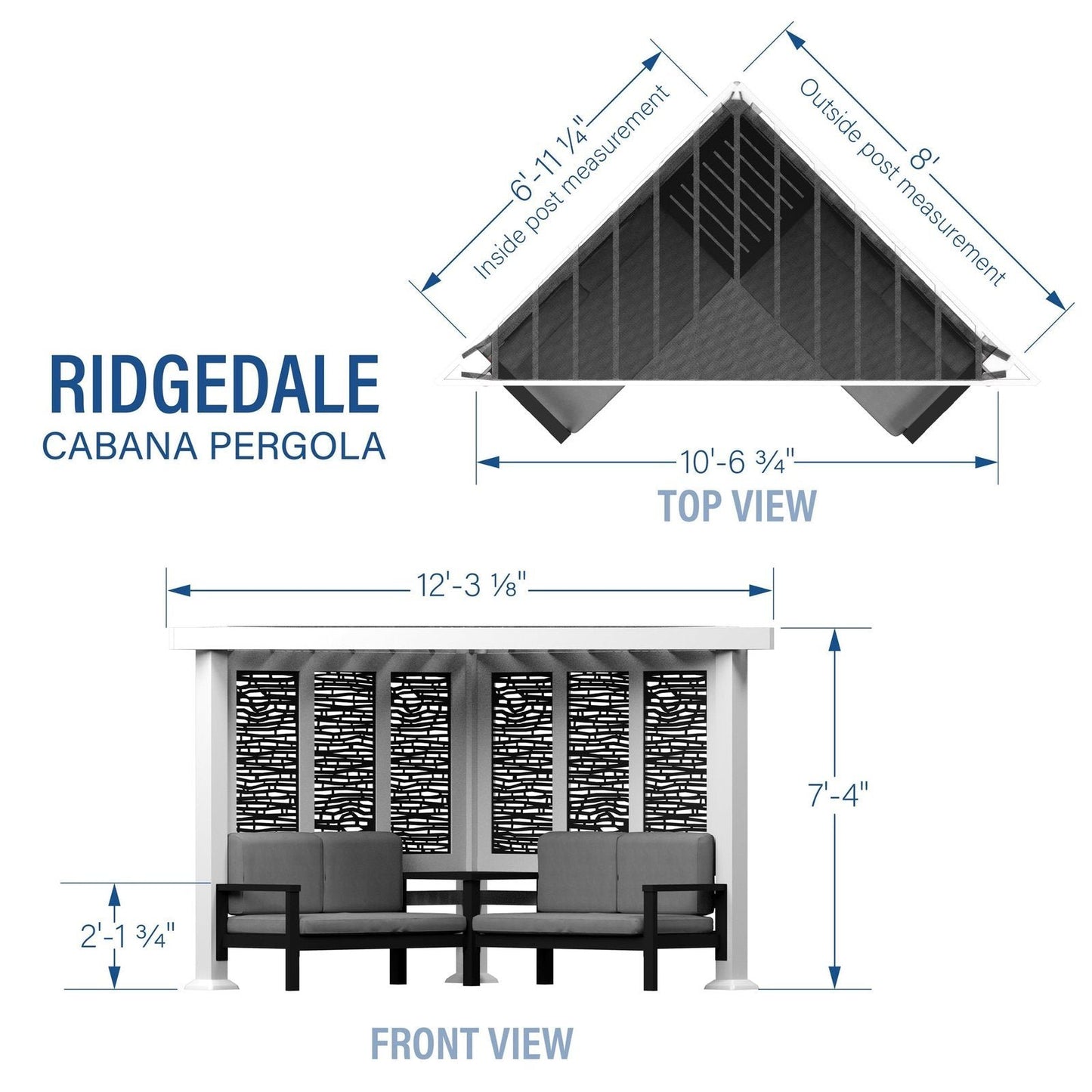 Ridgedale Modern Steel Cabana Pergola with Conversational Seating image 4