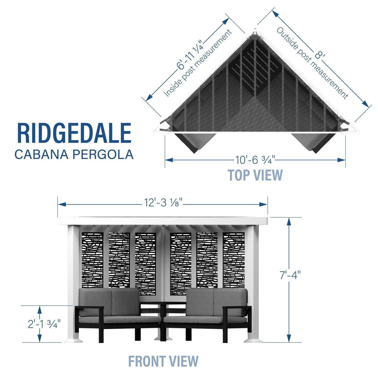 Ridgedale Modern Steel Cabana Pergola with Conversational Seating image 4