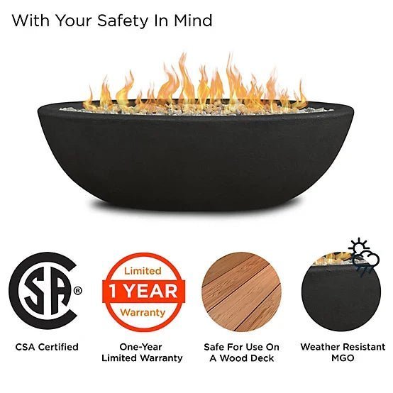Real Flame 48.25 in. x 28.25 in. Riverside Oval Propane Gas Fire Bowl, Shale image 2