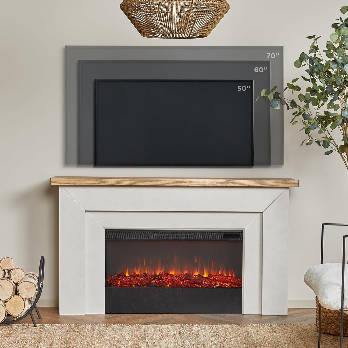 Real Flame Malie 68″ Electric Fireplace with Mantel & Remote Control image 4