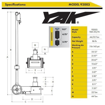 ESCO Yak 22-44 Ton Air Hydraulic Jack image 3