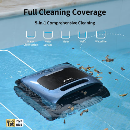Beatbot Aquasense Pro Cordless Pool Cleaner Robot – Clarifies Water, Cleans Surface, Floor, Walls and Waterline, Intelligent Path Optimization, Surface Parking – Dark Blue image 5