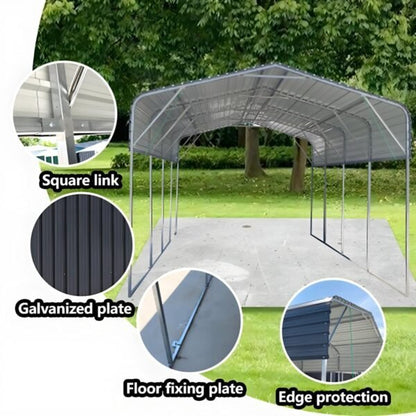 11x19FT Heavy Duty Metal Carport | Galvanized Outdoor Shelter for Cars, Boats & Parties image 1
