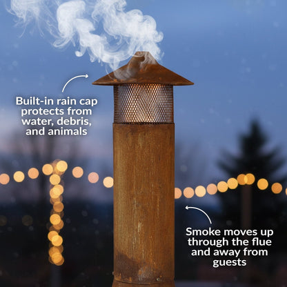 Sunnydaze 70″ Rust Patina Finish Steel Wood-Burning Chiminea with Spark Screen image 5