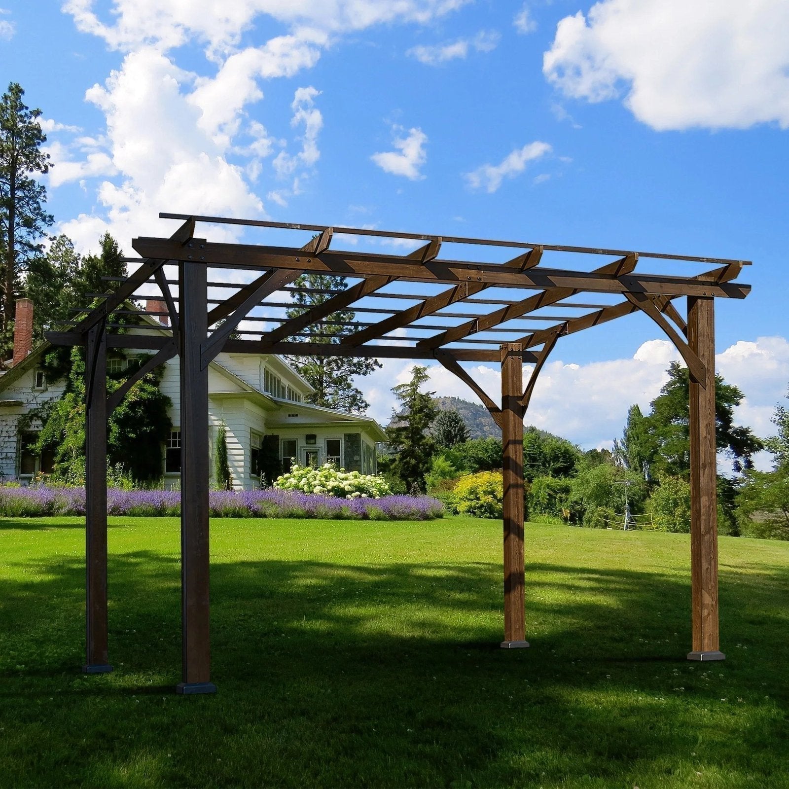 Elegant Cedar Wood Pergola – Perfect Outdoor Shade for Garden image 0