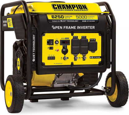 Champion 6250-Watt Open Frame Inverter Generator (100519) + Weather-Resistant Storage Cover image 1