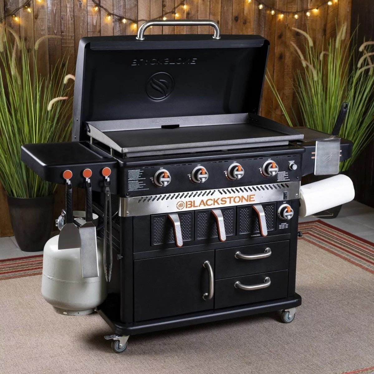 BLACKSTONE 36-Inch 4 Burner Gas Griddle with Dual Air Fryer Drawers – Model 1923 Black image 0