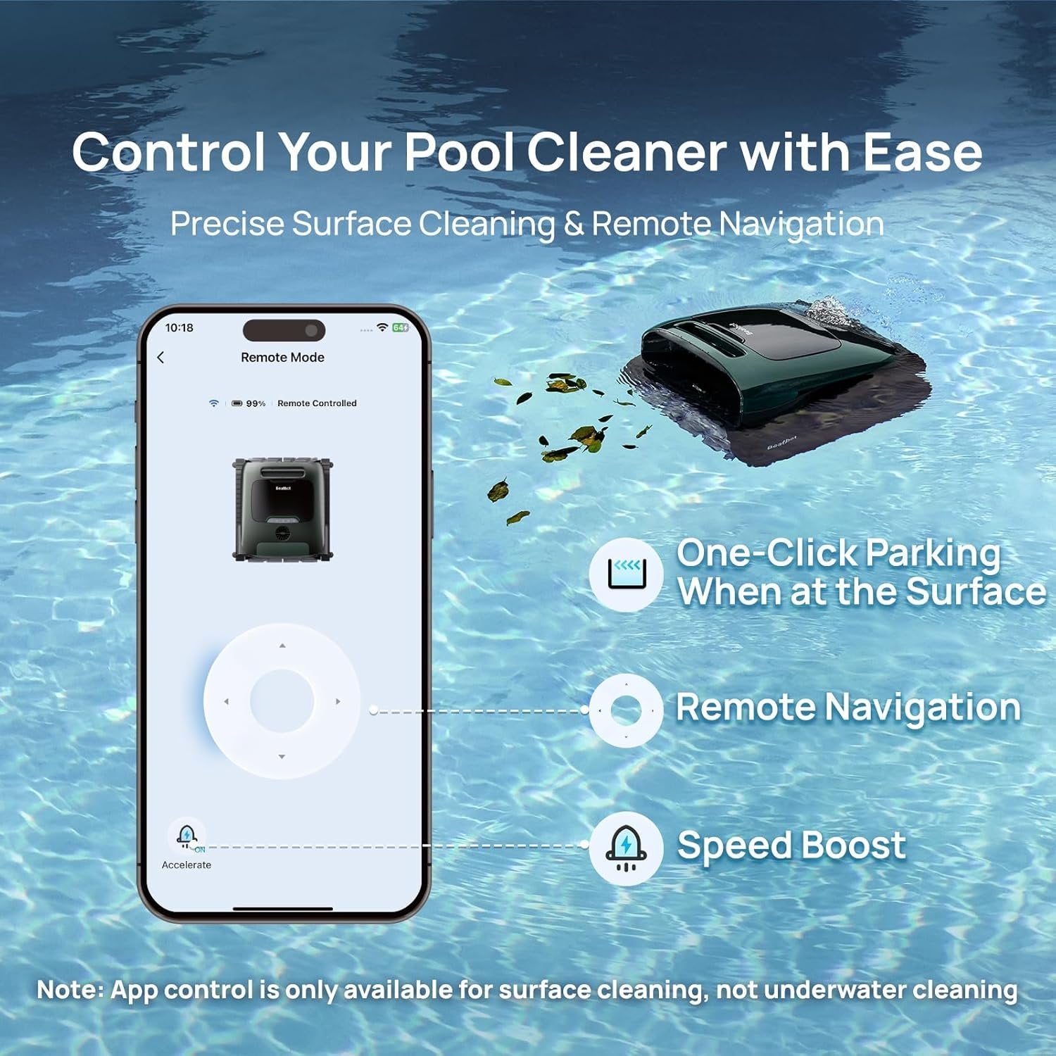 Beatbot AquaSense 2 Pro Robotic Pool Cleaner – 5-in-1 Cordless Skimmer & Clarifier, App-Controlled, Smart Parking, Up to 3,875 Sq. Ft. – Obsidian image 12
