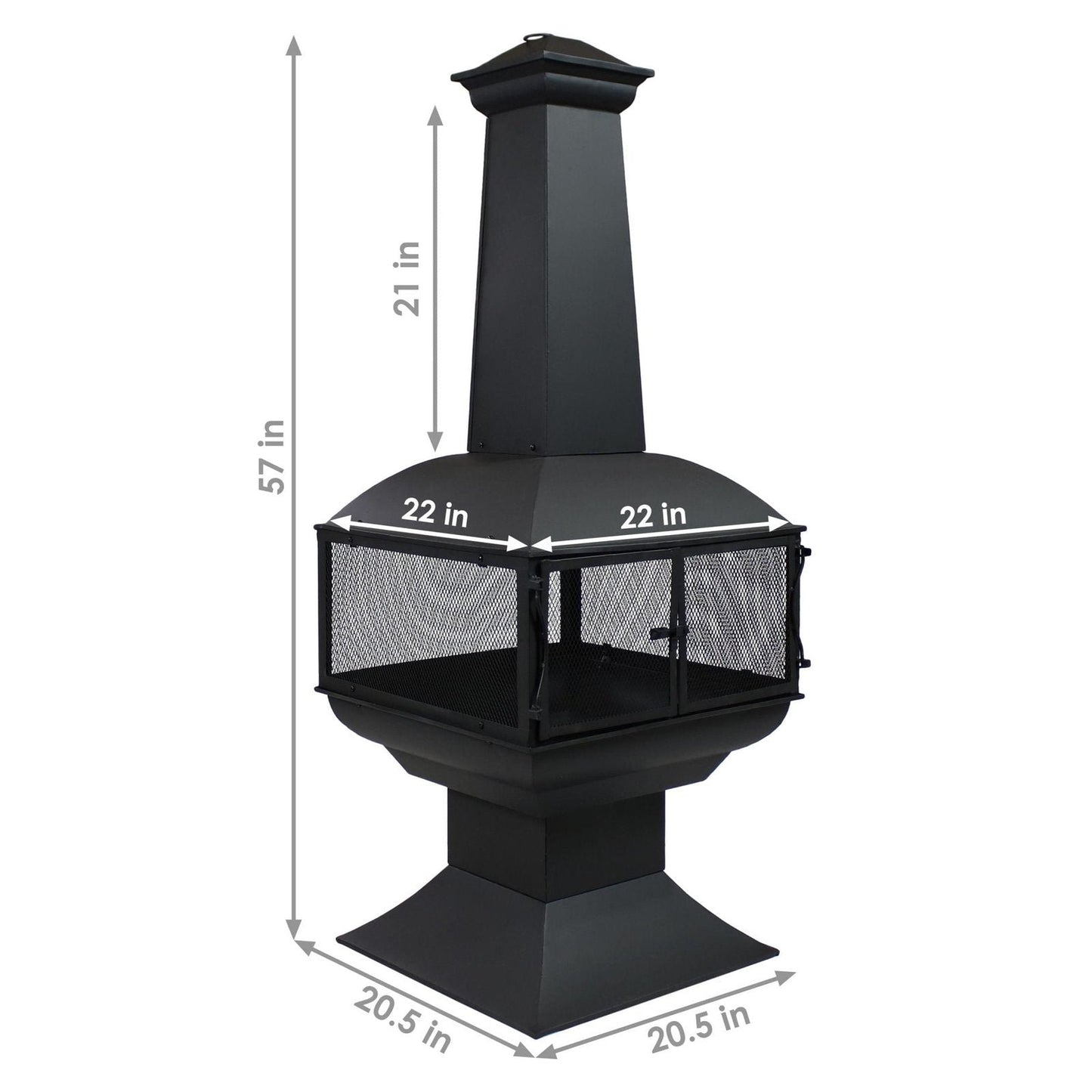 Sunnydaze 57″ 360-Degree View Steel Wood-Burning Chiminea with Grate, Poker, and Cover image 3