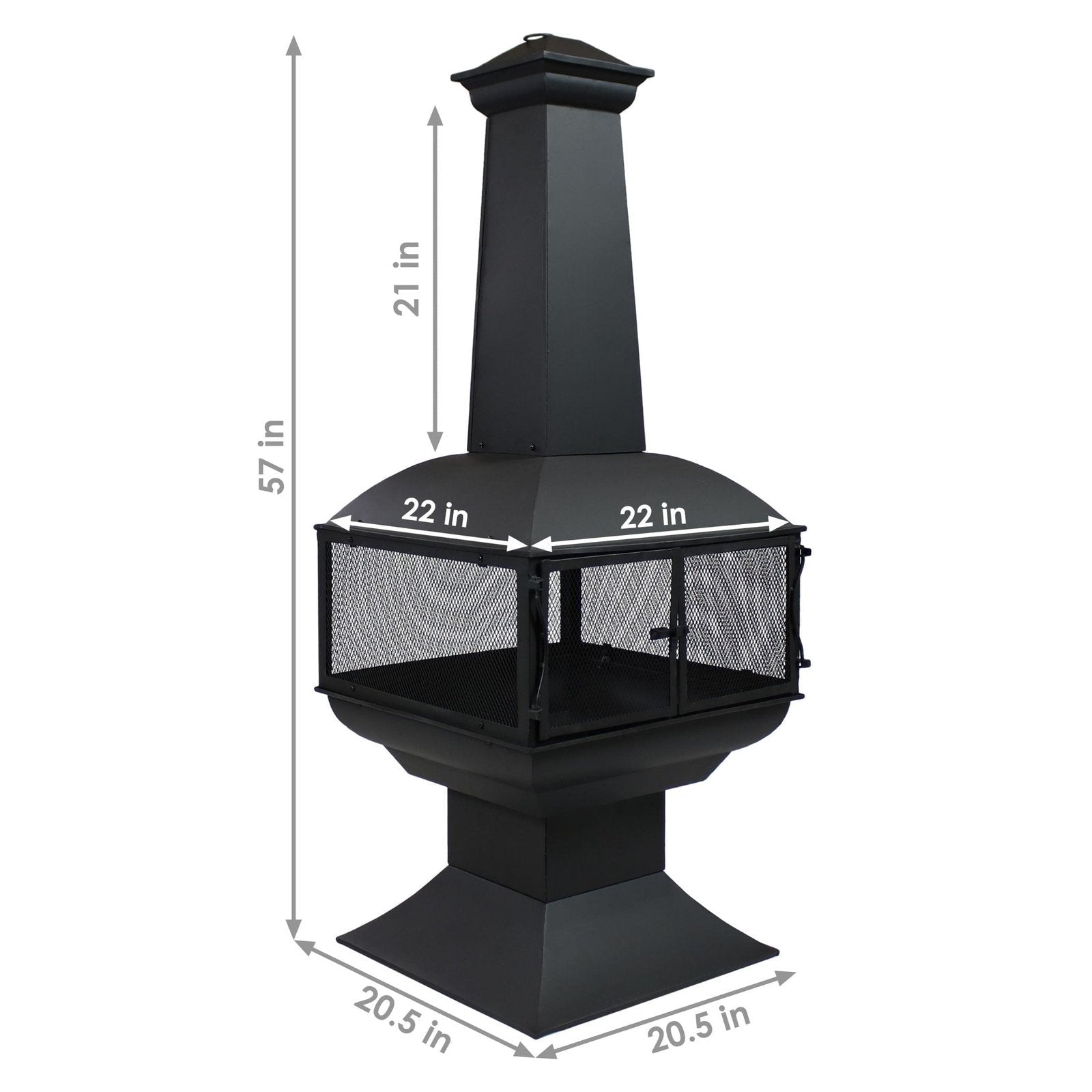 Sunnydaze 57″ 360-Degree View Steel Wood-Burning Chiminea with Grate, Poker, and Cover image 3