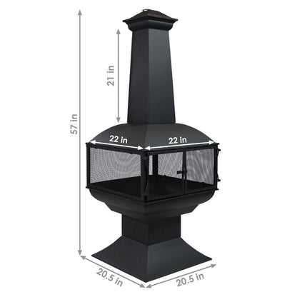 Sunnydaze 57″ 360-Degree View Steel Wood-Burning Chiminea with Grate, Poker, and Cover image 3