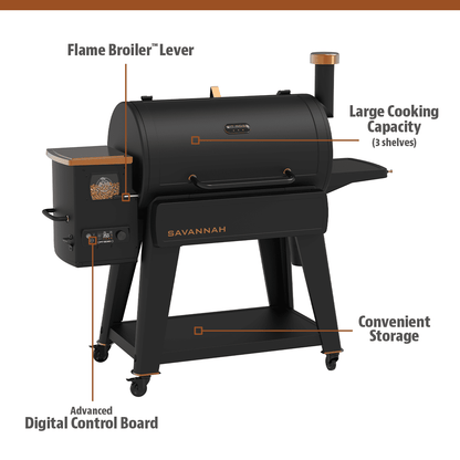 Pit Boss Pellet Smoker, Savannah 1500 Square Inch Wood Fired Pellet Grill, Onyx Series image 1