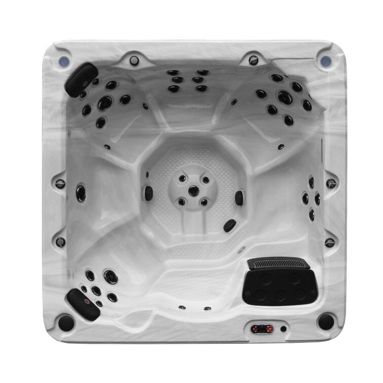 Canadian Spa Co 7 – Person 46 – Jet Acrylic Square Hot Tub with Ozonator and Built-In Speaker in Sterling Silver, Walnut image 0