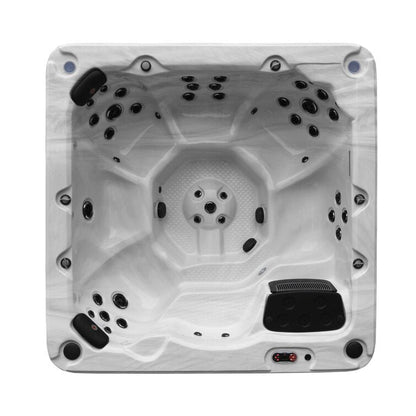 Canadian Spa Co 7 – Person 46 – Jet Acrylic Square Hot Tub with Ozonator and Built-In Speaker in Sterling Silver, Walnut image 0