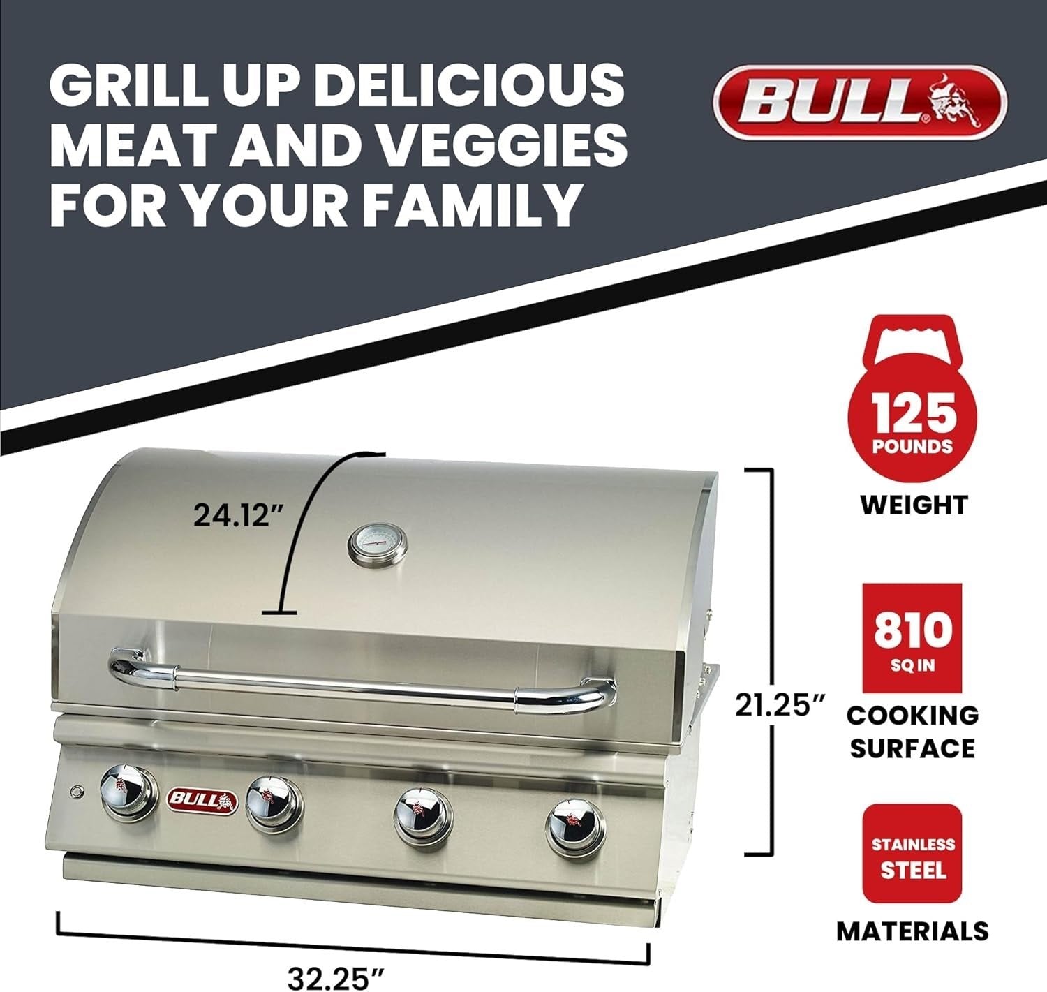 Bull 30″ Lonestar Select Stainless Steel Drop-In Grill image 2