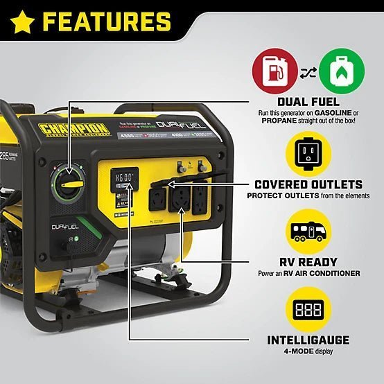 New!Champion Power Equipment 4550-Watt Dual Fuel RV Ready Portable Generator with CO Shield, 200970 image 2