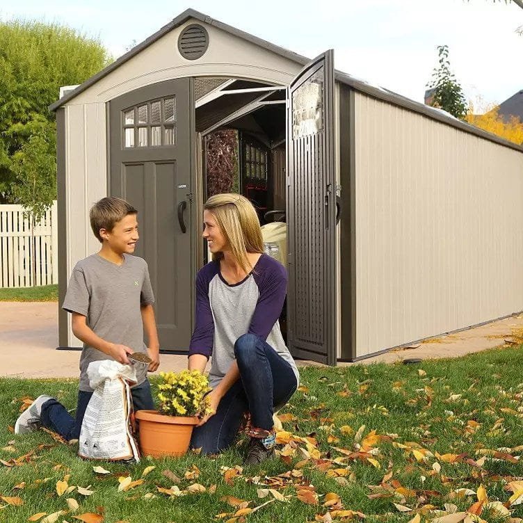 Lifetime 20′ x 8′ Outdoor Storage Shed Building Brown image 2